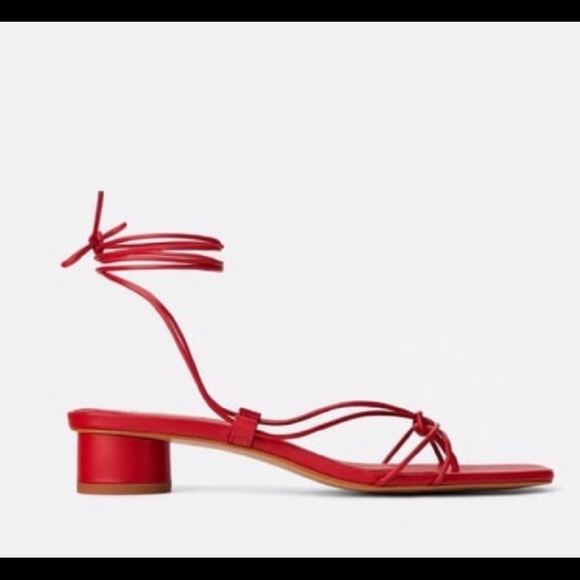 Red Zara lace up sandals